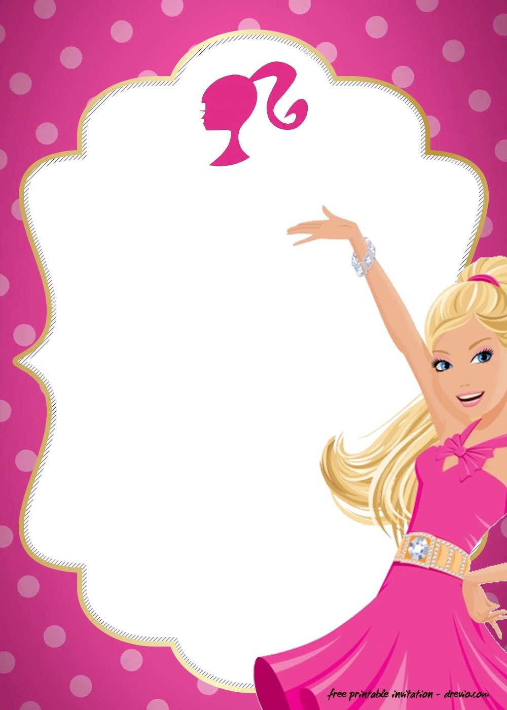 Blank Barbie Birthday Invitation Template