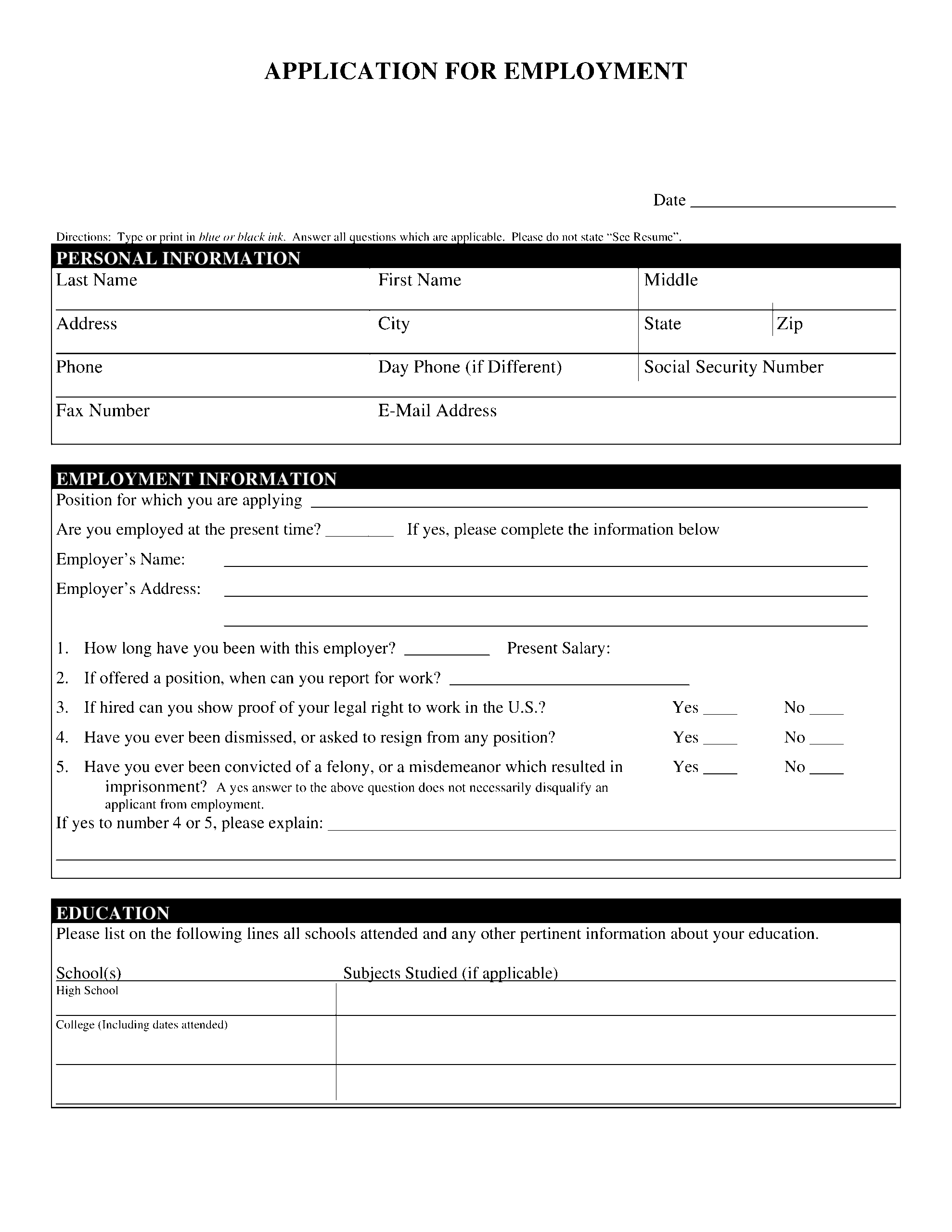 Blank Biodata Application Form