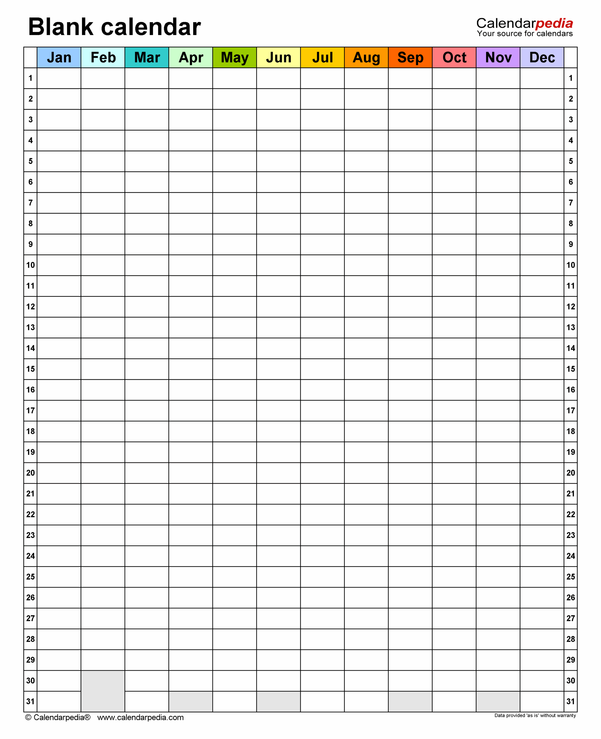Blank Templates Of Calendar