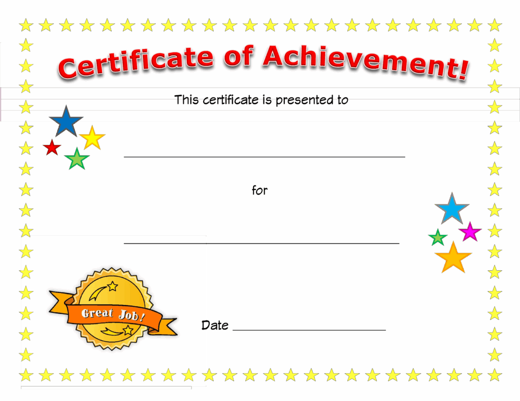 Blank Certificate Of Achievement Template