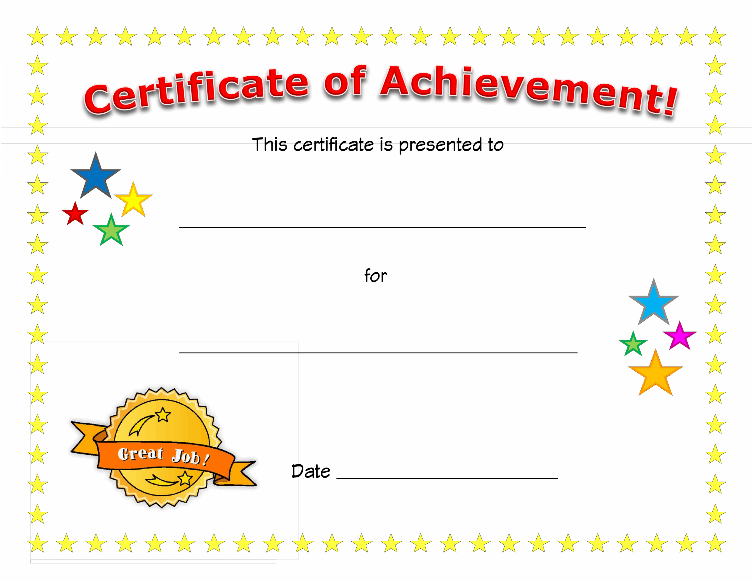 Blank Certificate Of Achievement Template