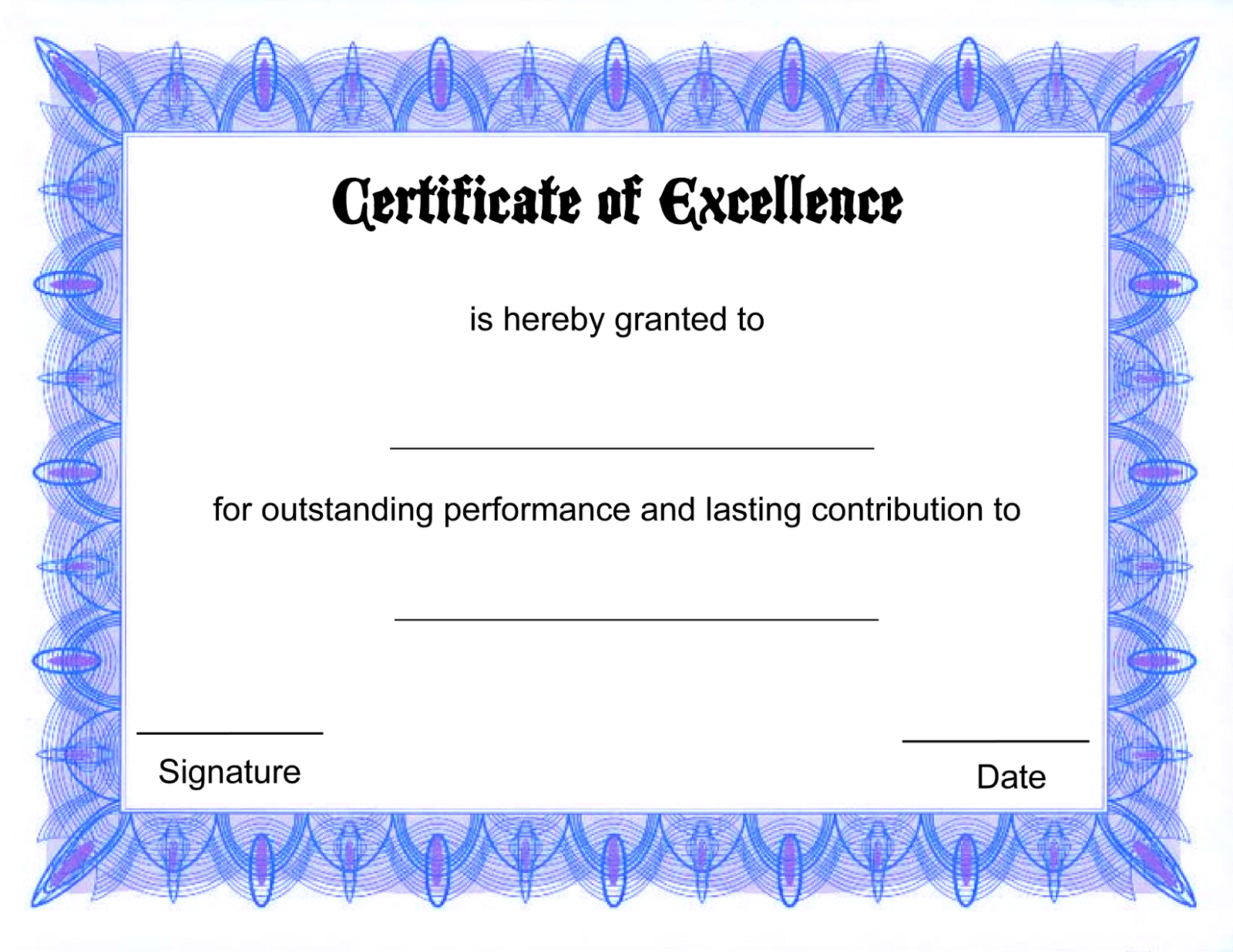 Blank Certificate Templates Free