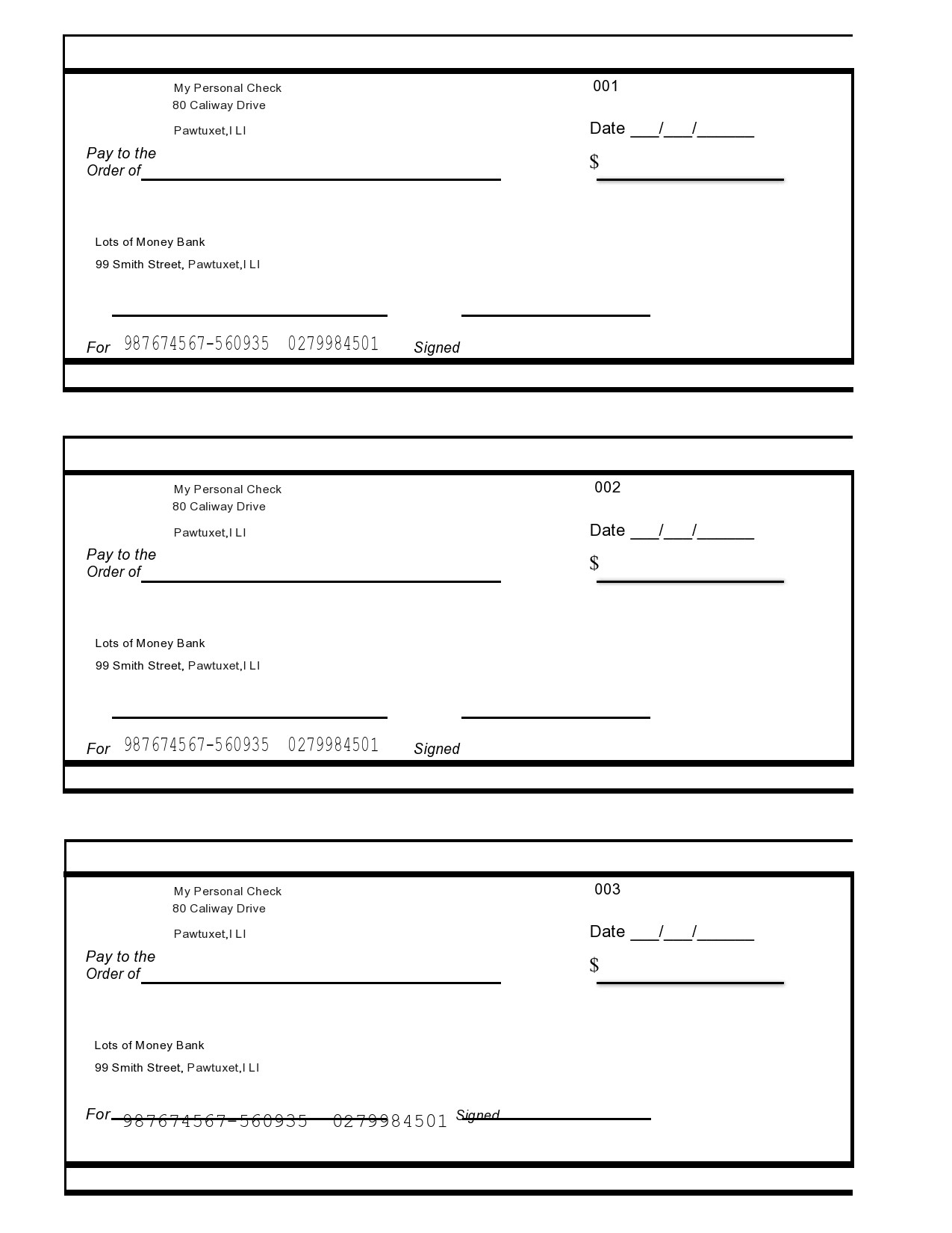 Blank Check Templates Free