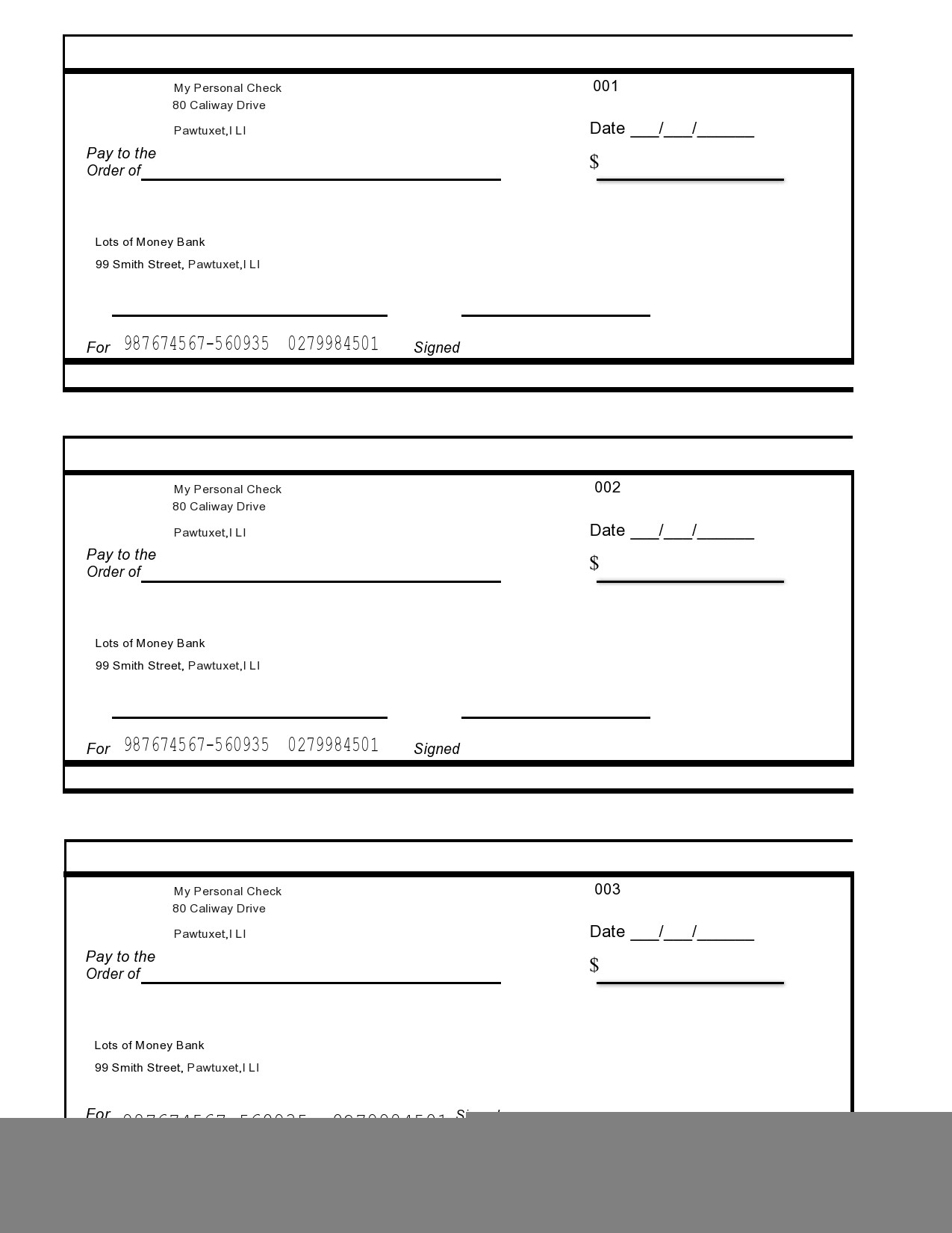 Fake Blank Check Templates