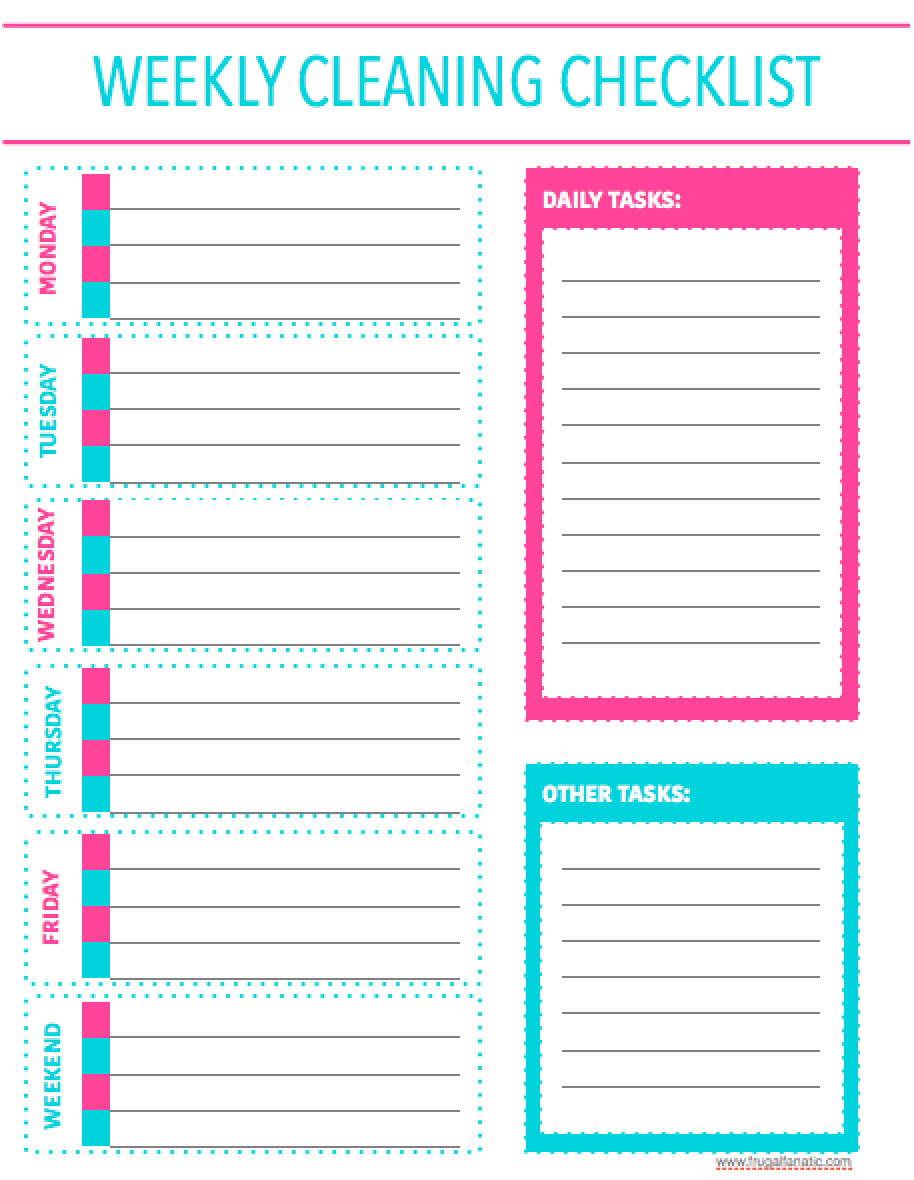 Blank Cleaning Schedule Templates