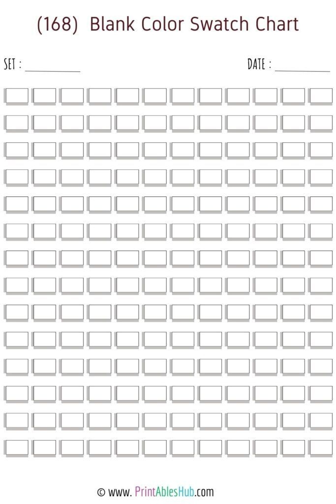 Blank Color Swatch Chart Templates Free Printable PDF In 2024 Color