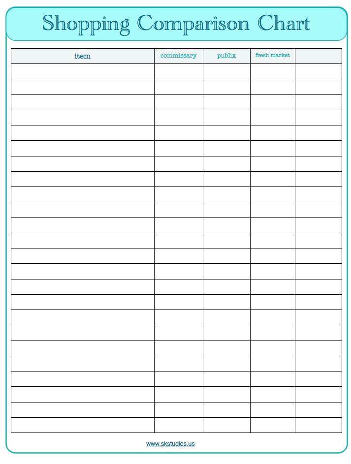 Blank Comparison Chart Templates