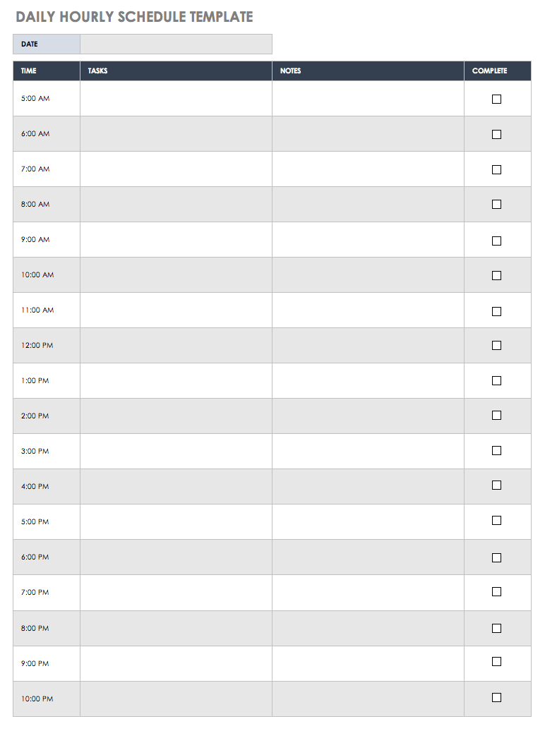 Blank Daily Schedule Template Printable