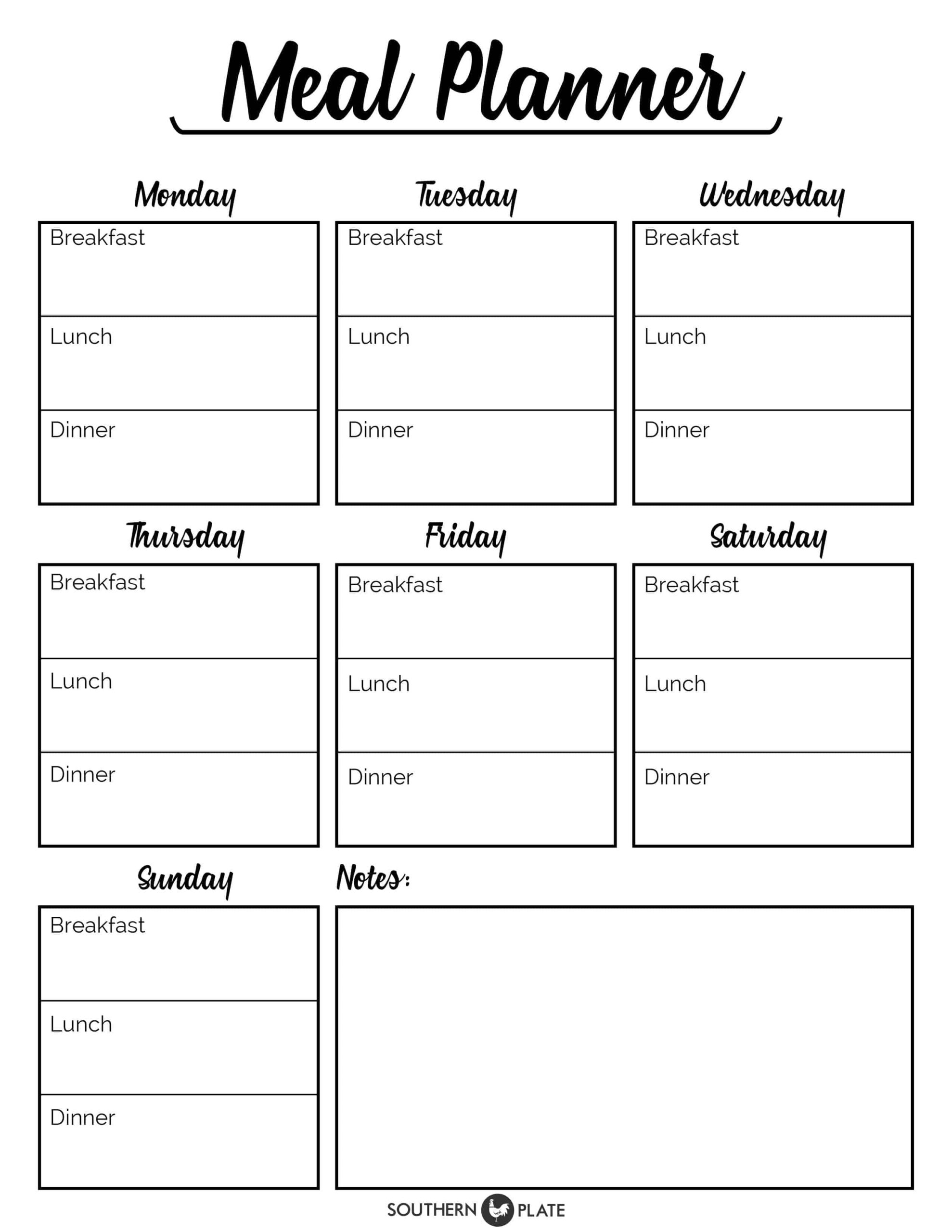 Blank Dinner Menu Template