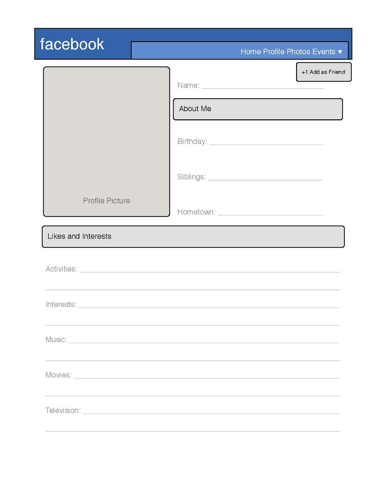 Blank Facebook Profile Template 10shay