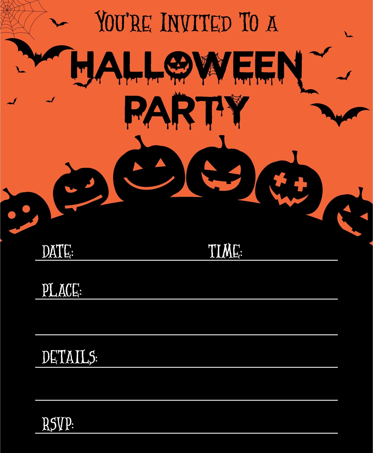 Blank Free Printable Halloween Party Invitations Printable Templates