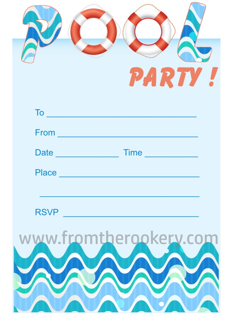 Blank Pool Party Invitation Templates