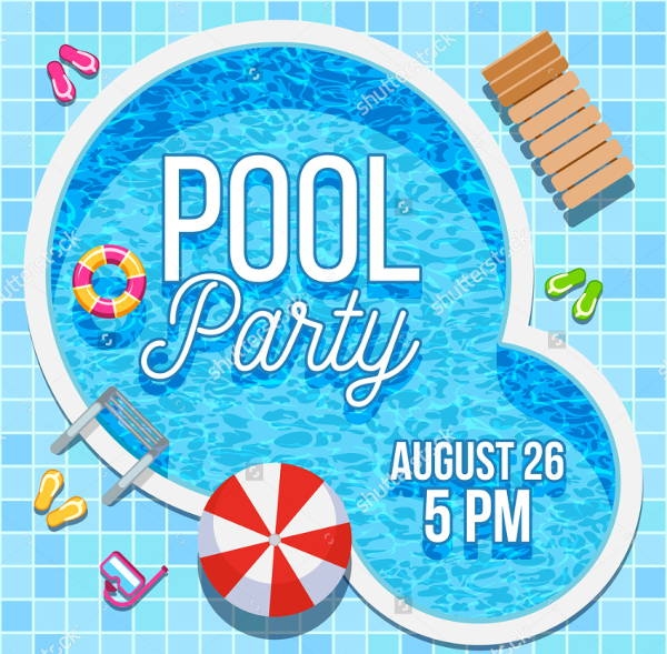 Blank Free Printable Pool Party Invitations Templates