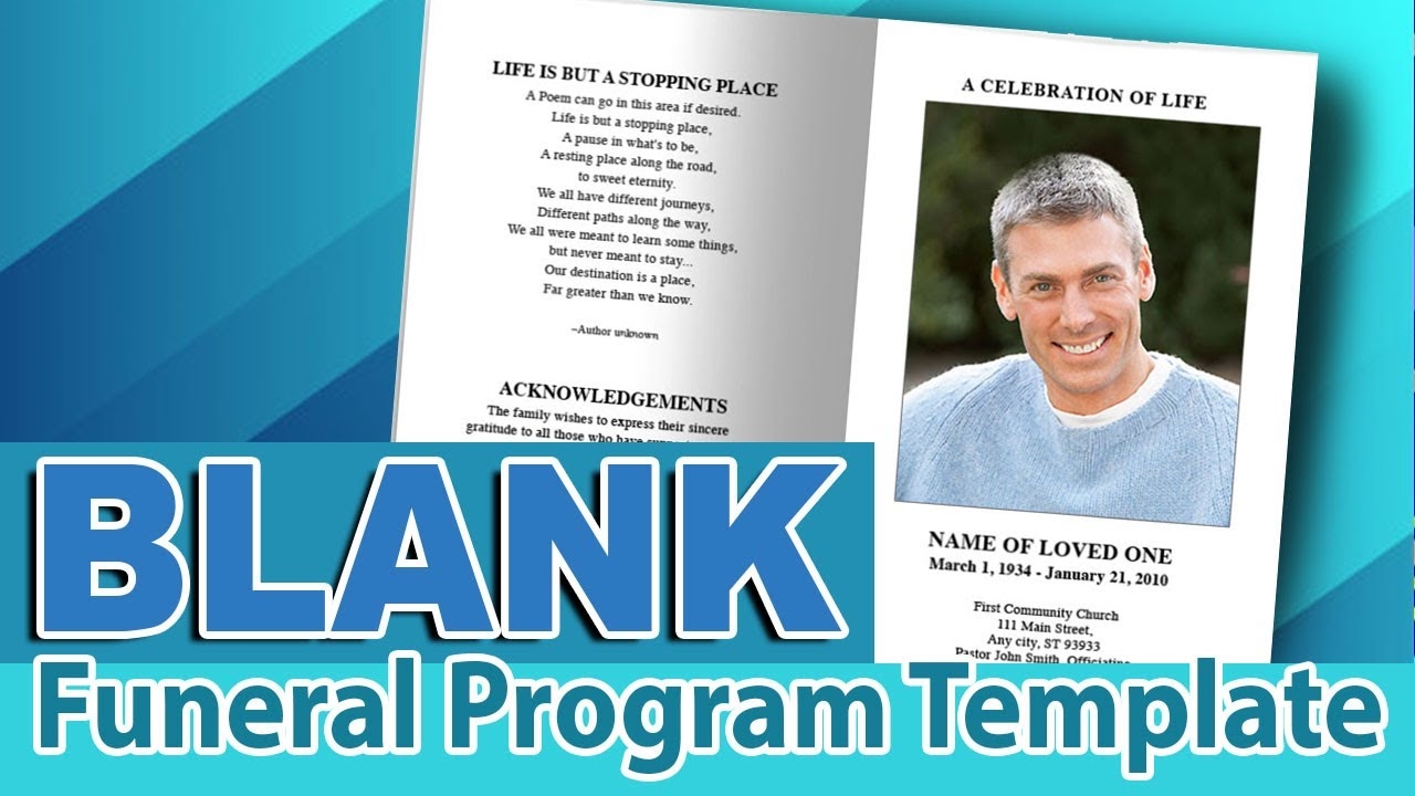 Blank Funeral Program Template DIY Funeral Program YouTube