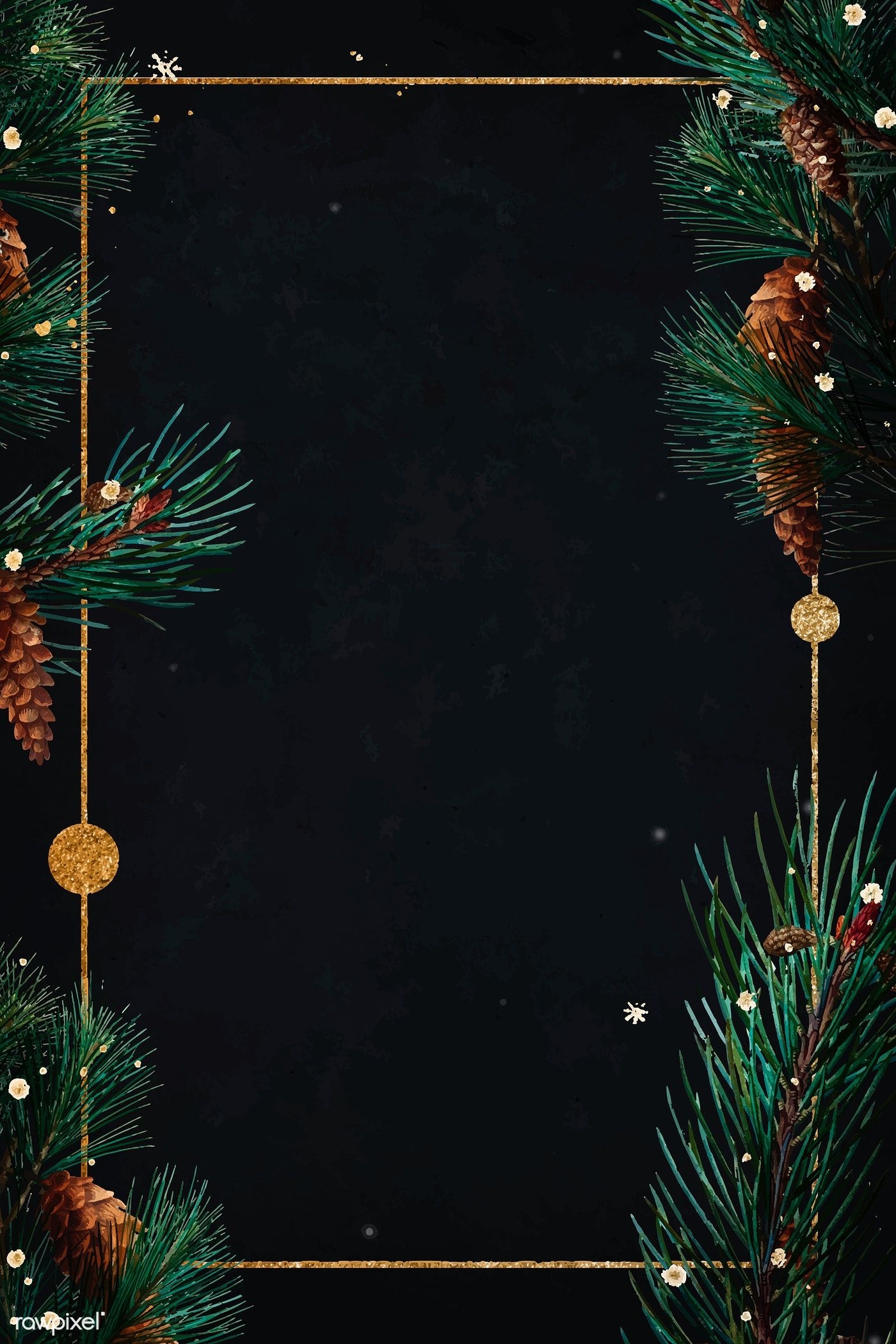 Blank Golden Rectangle Christmas Frame Vector Premium Image By