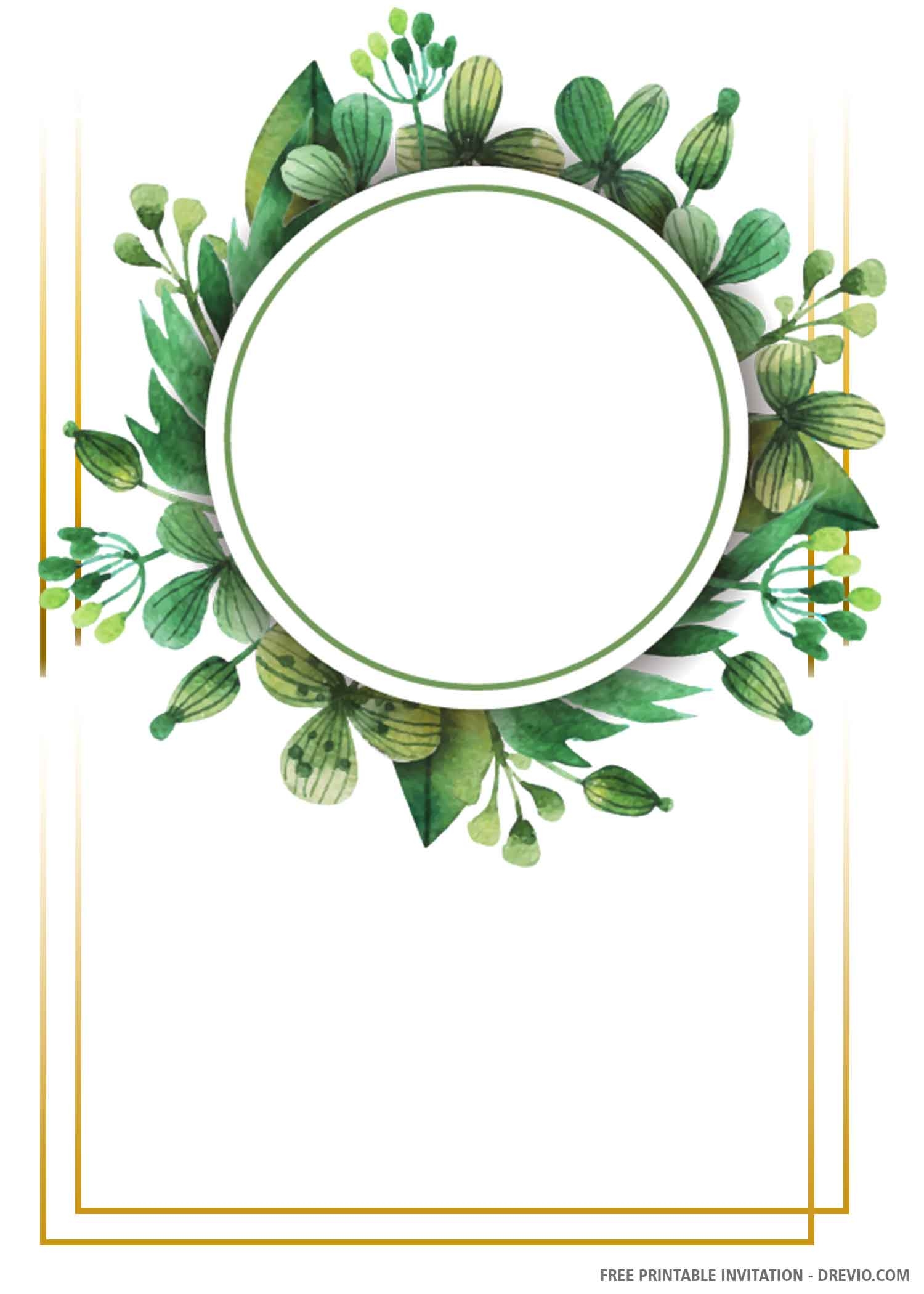 Blank Greenery Invitation Template