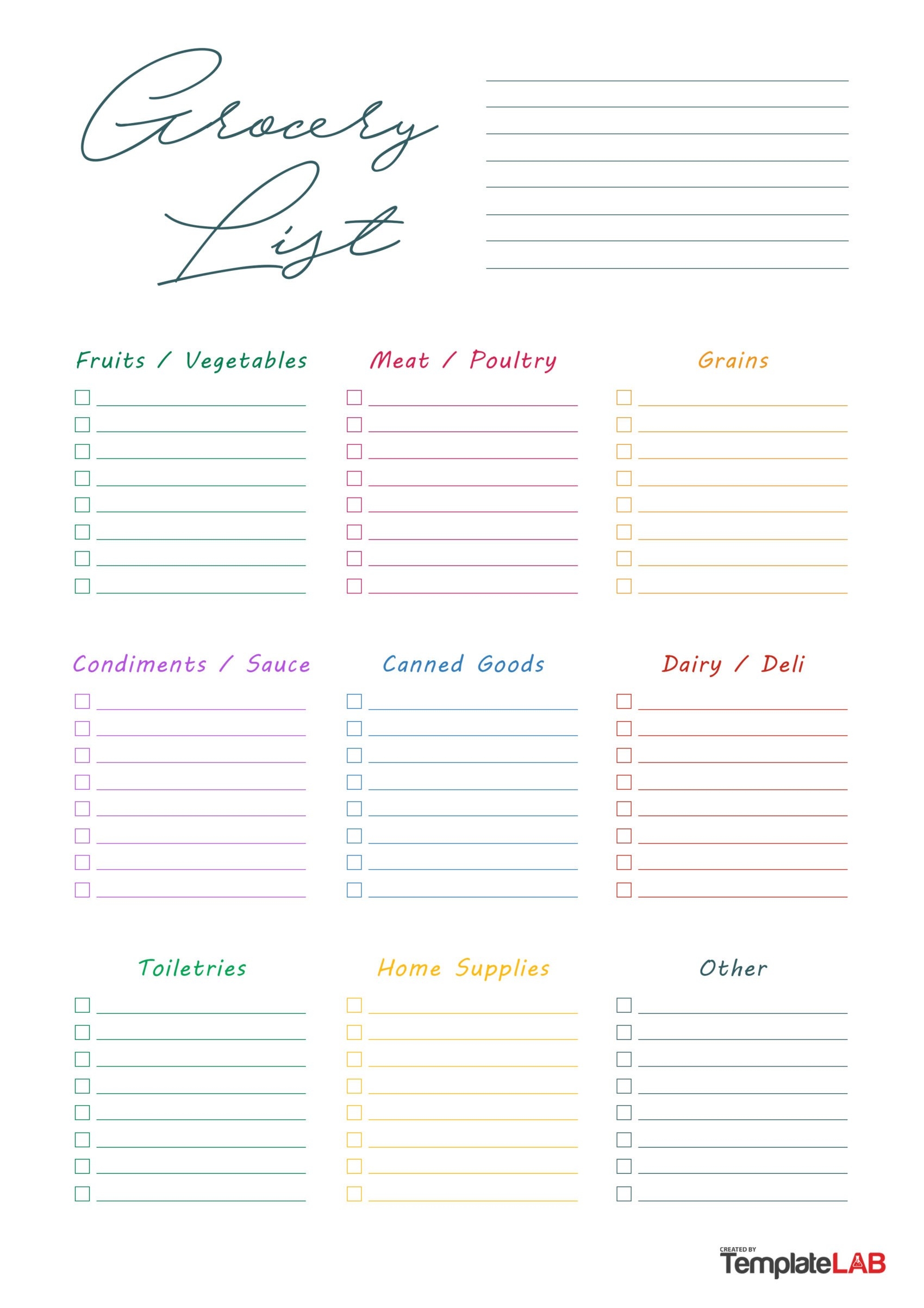Blank Grocery List Printable