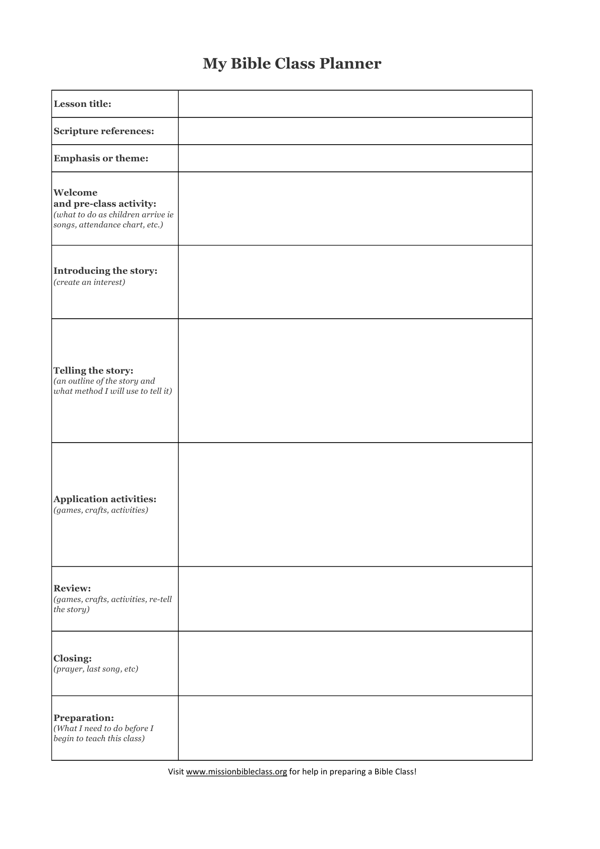 Blank Lesson Plan Templates To Print Bible Study Lesson Plans Bible