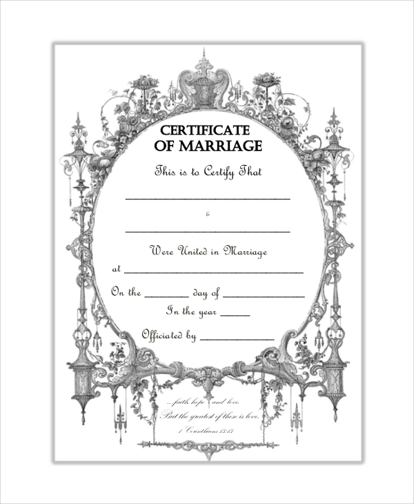 Blank Marriage Certificate Templates