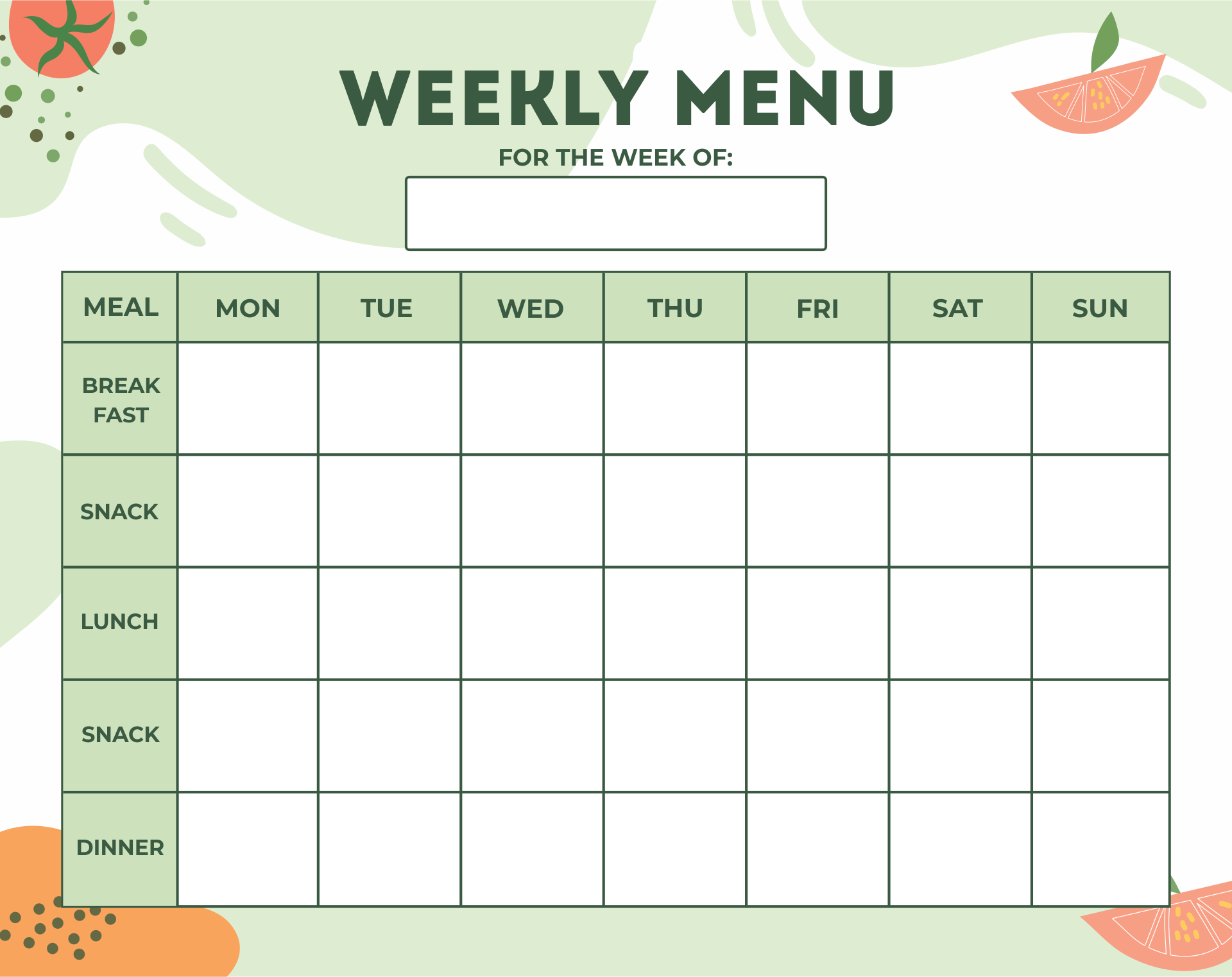 Blank Menu For Daycares 10 Free PDF Printables Printablee Weekly