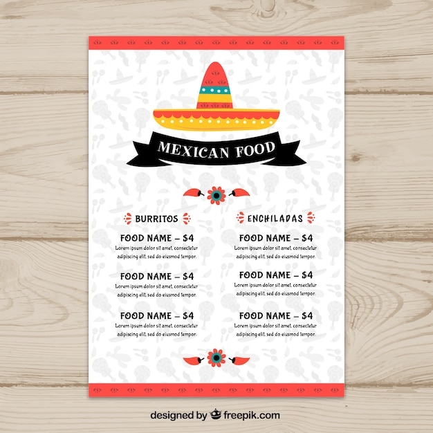 Blank Mexican Menu Template