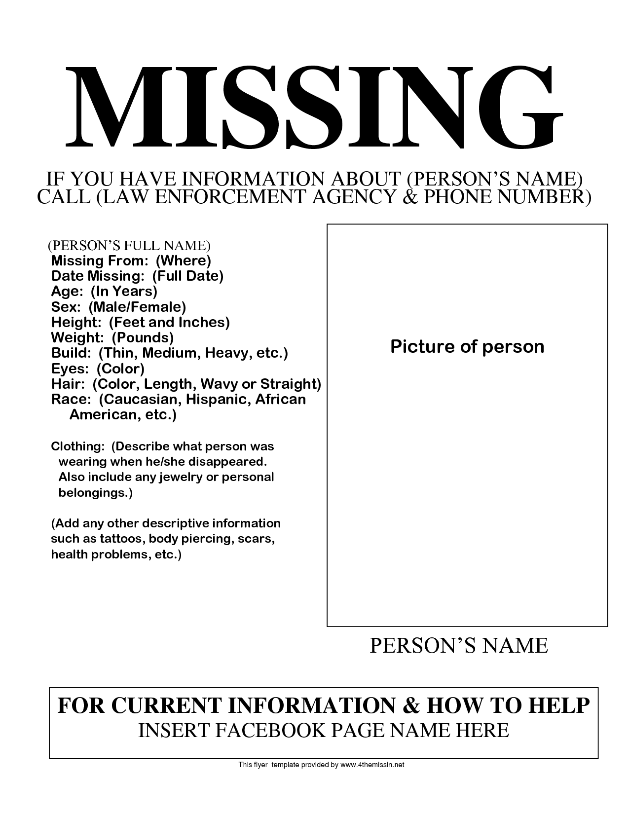 Blank Missing Poster Template