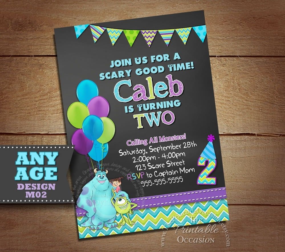Blank Monsters Inc Invitations Templates