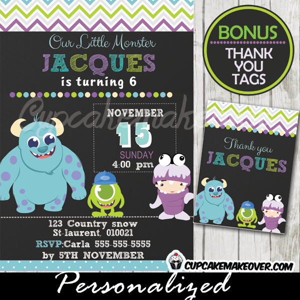 Blank Monsters Inc Invitations Templates