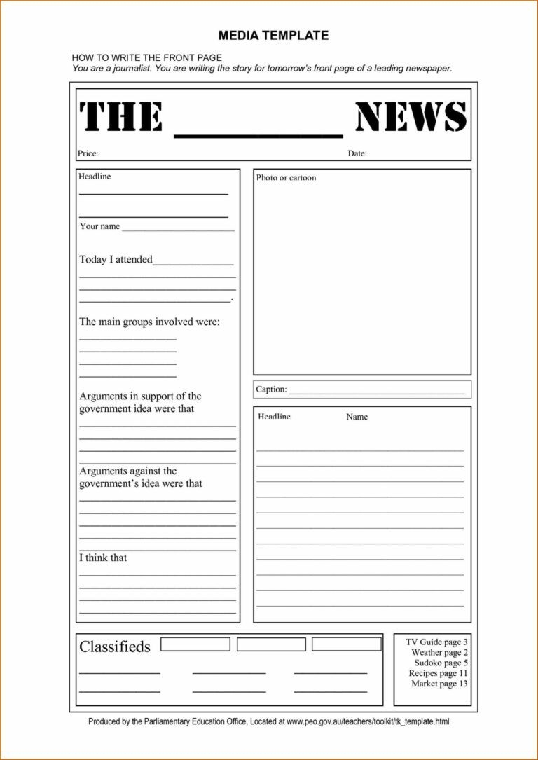 Blank Newspaper Template Printable