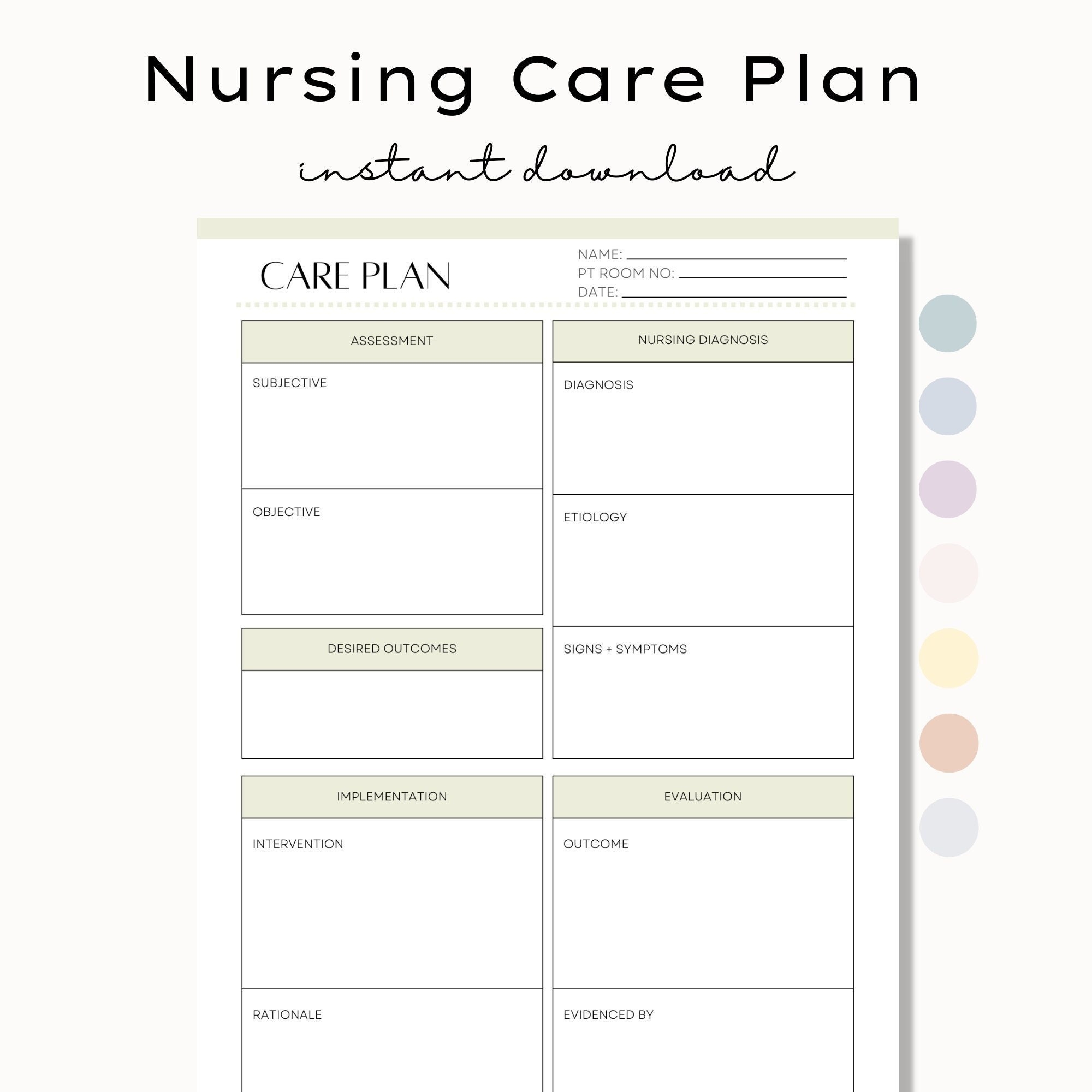 Blank Nursing Care Plan Templates