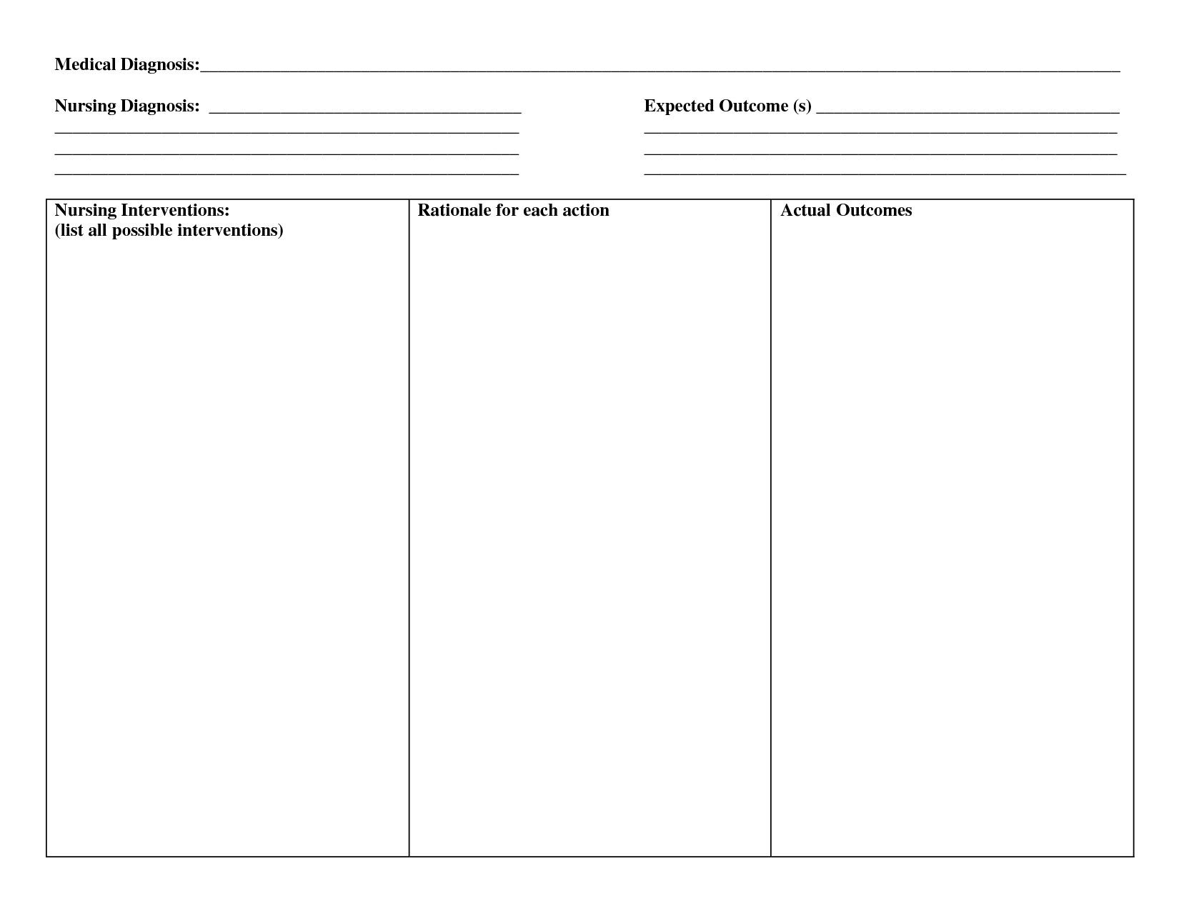 Blank Nursing Care Plan Template Unique 29 Of Blank Nursing Care Plan