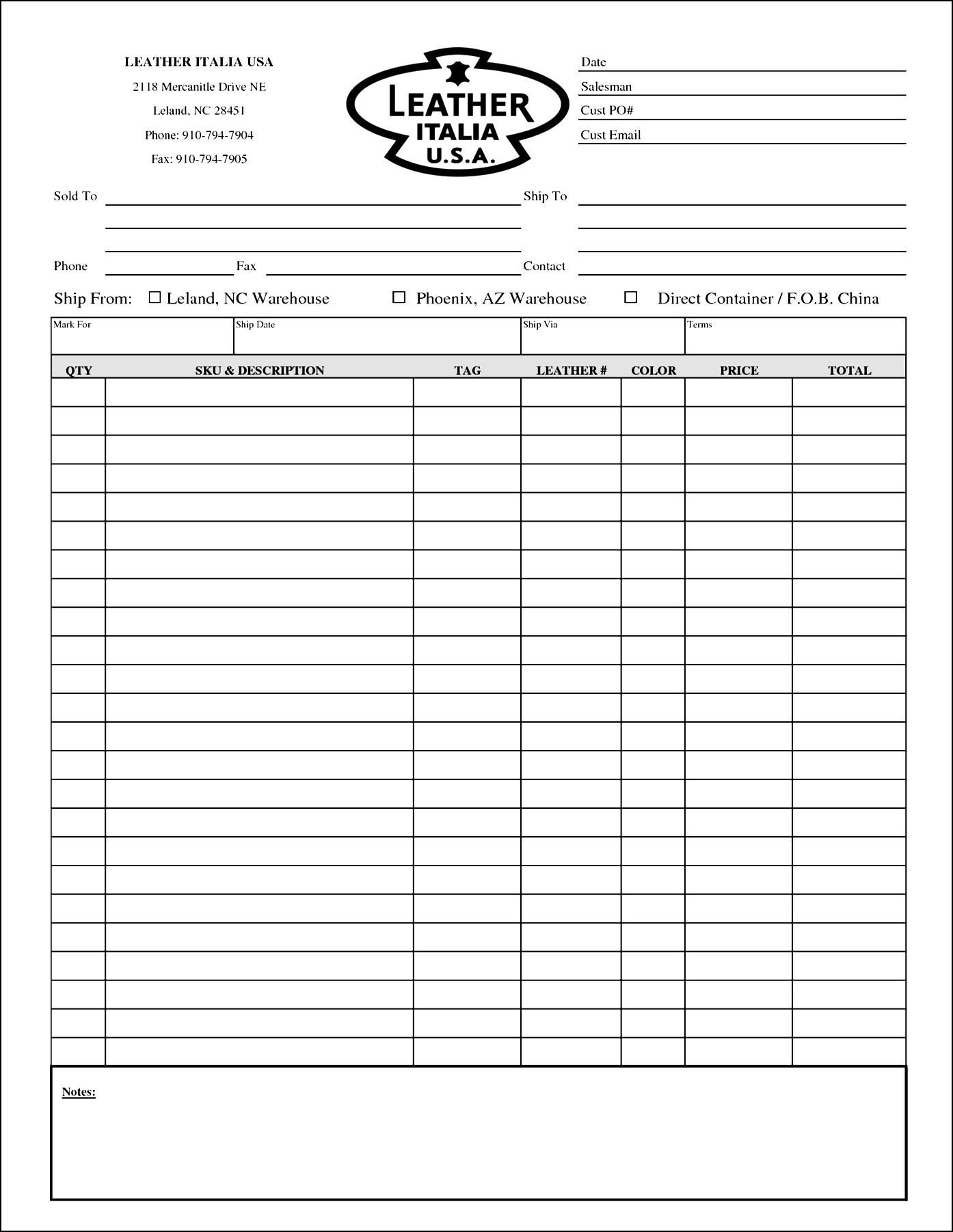 Blank Order Form Template Excel Besttemplates123 Order Form