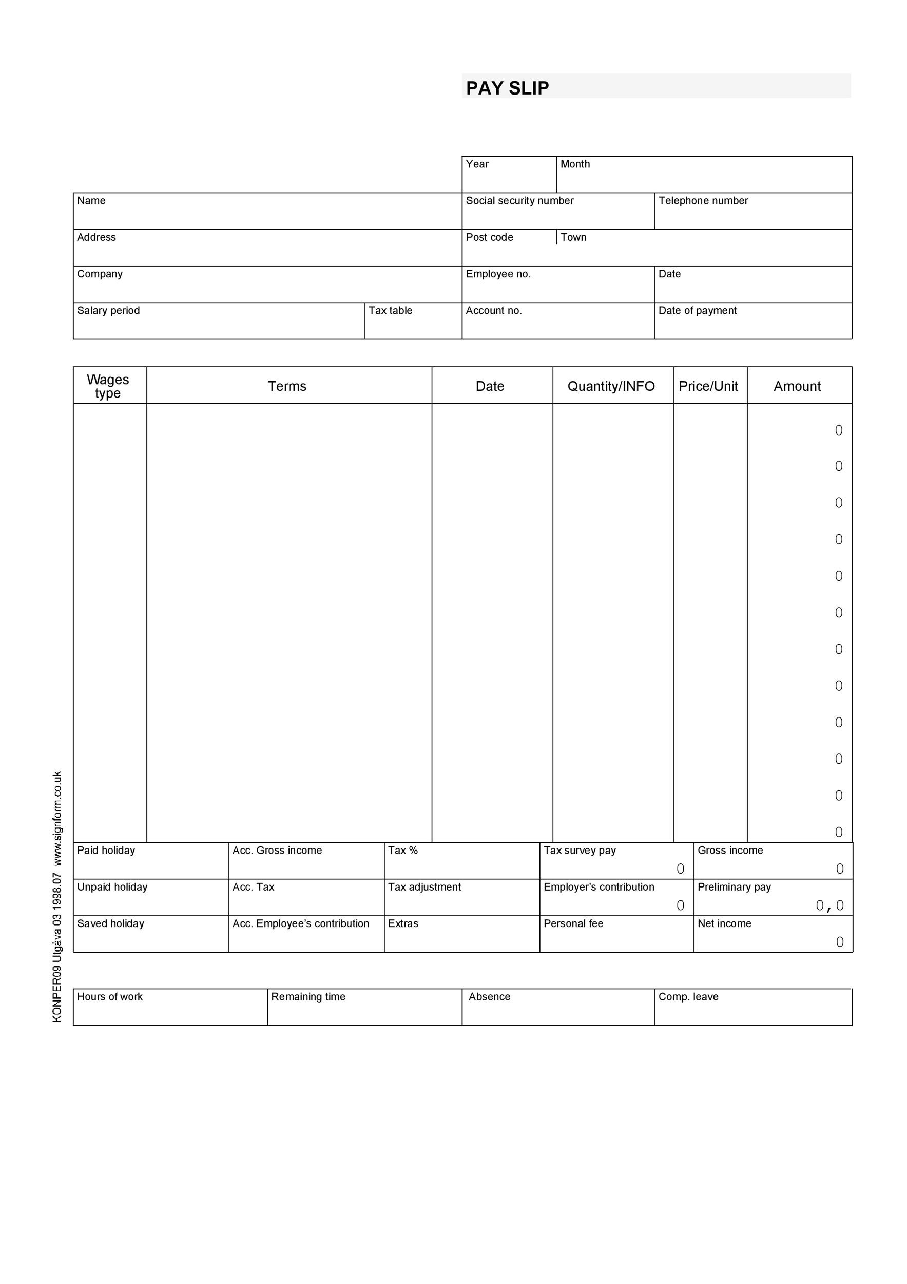 Blank Pay Stub Template Word