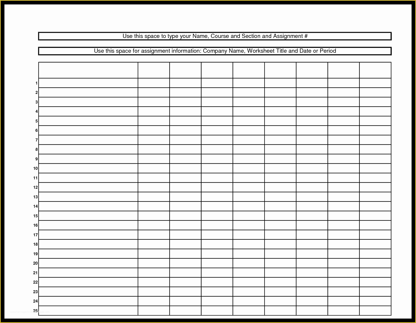 Editable Blank Chart Templates