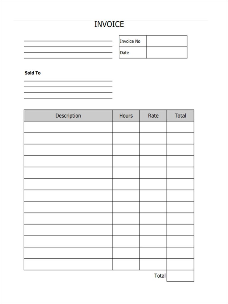 Blank Printable Invoice Templates Ataglance Printable Calendar