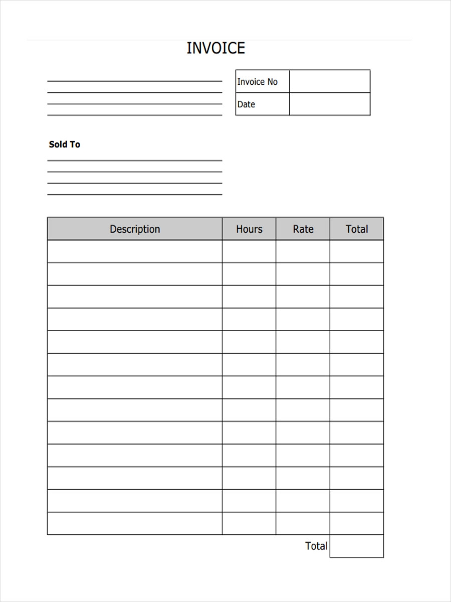 Blank Printable Invoice Templates Ataglance Printable Calendar