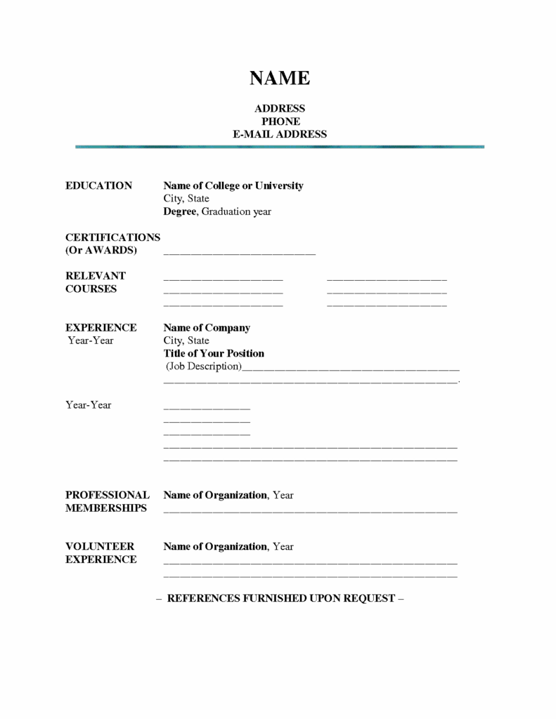 Blank Printable Resume Template