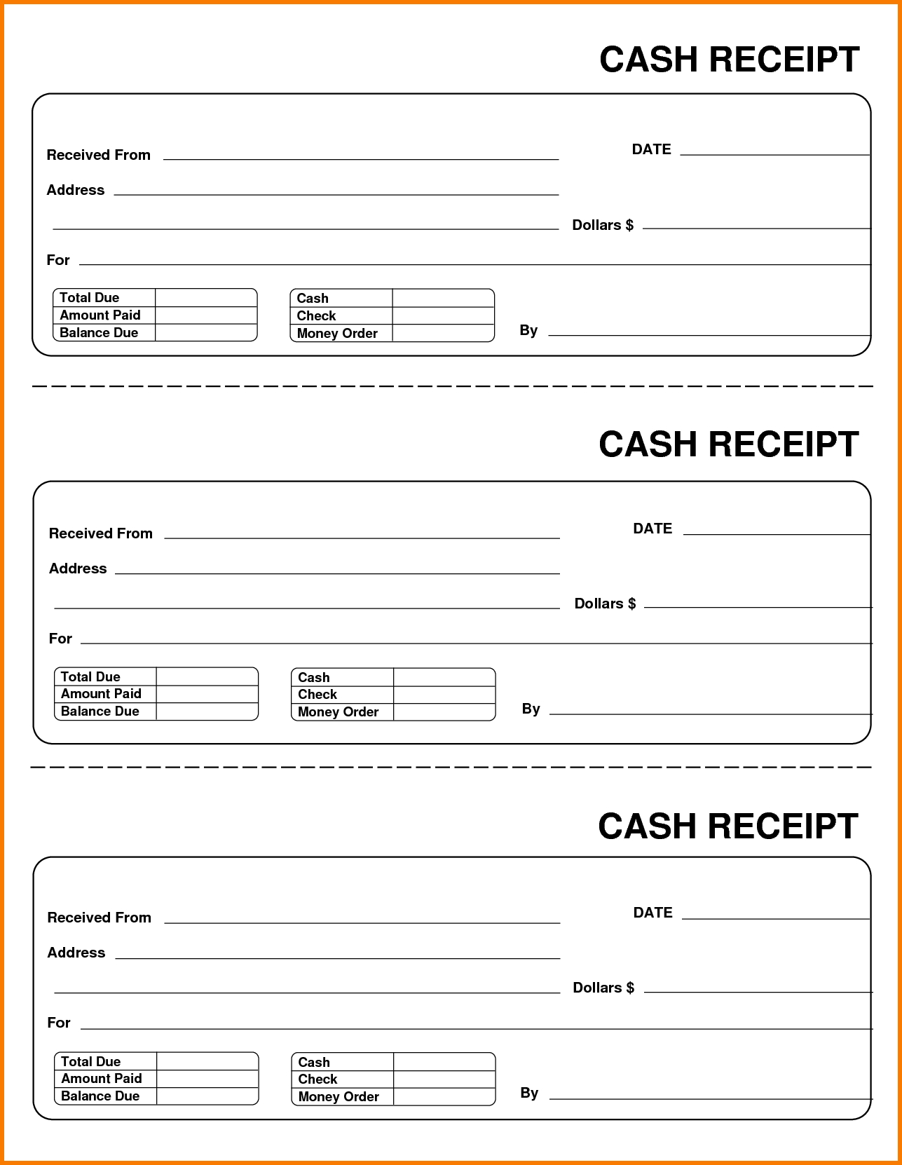 Blank Receipt Templates Pdf