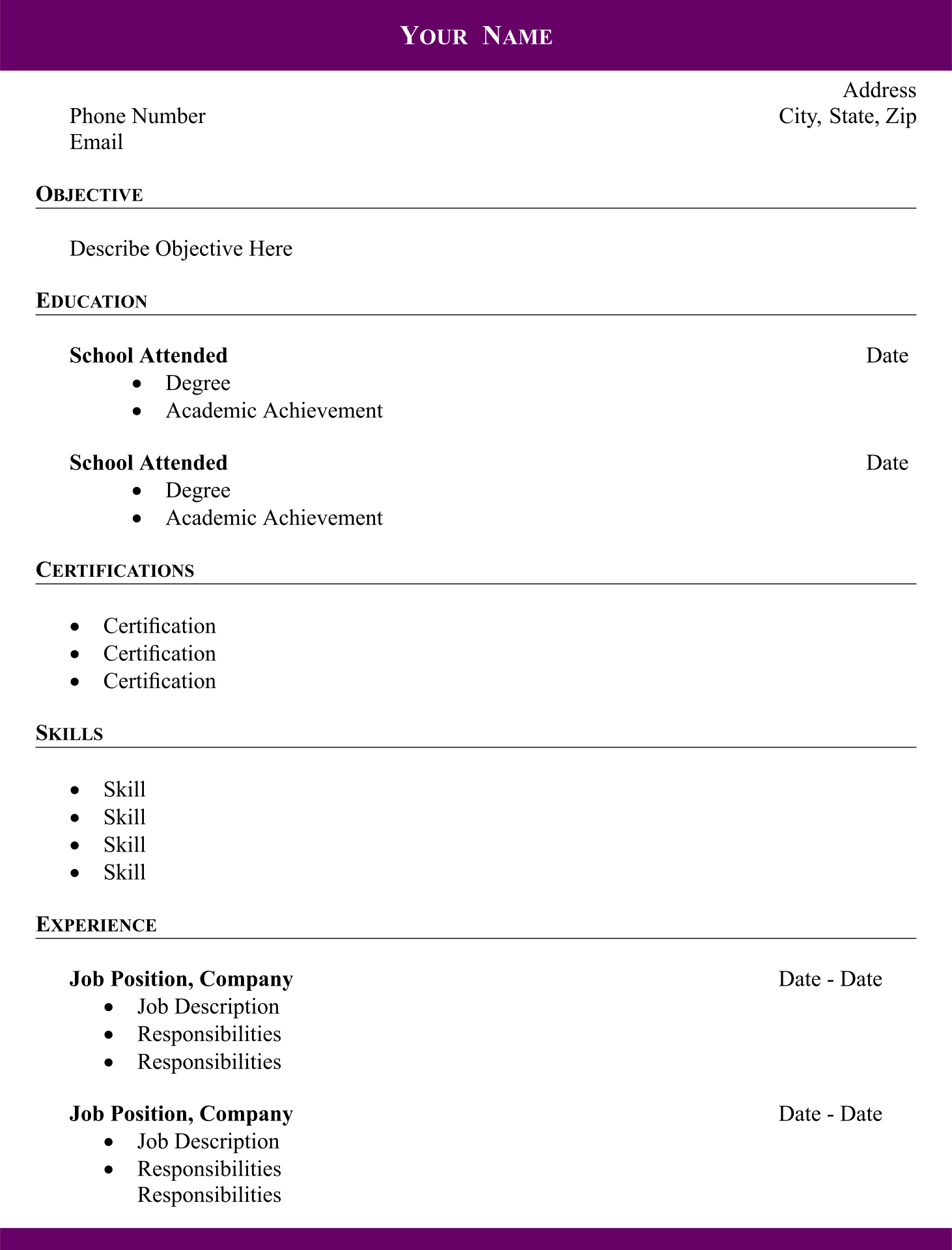 Blank Resume Template