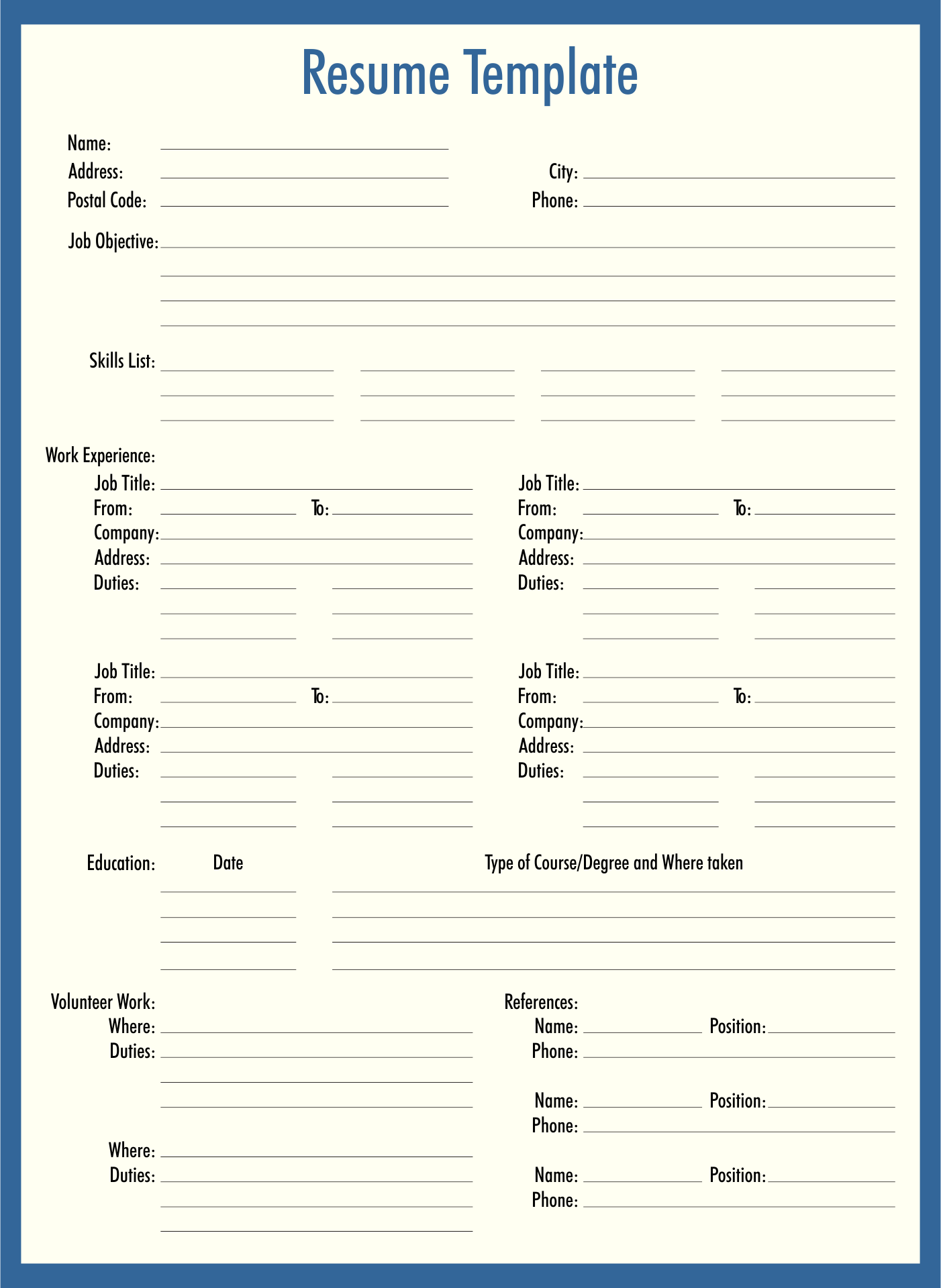 Blank Resume Templates
