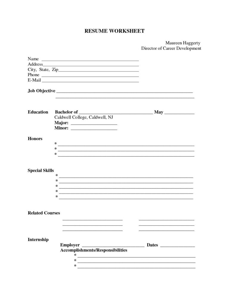 Blank Resume Templates Free Printable Form
