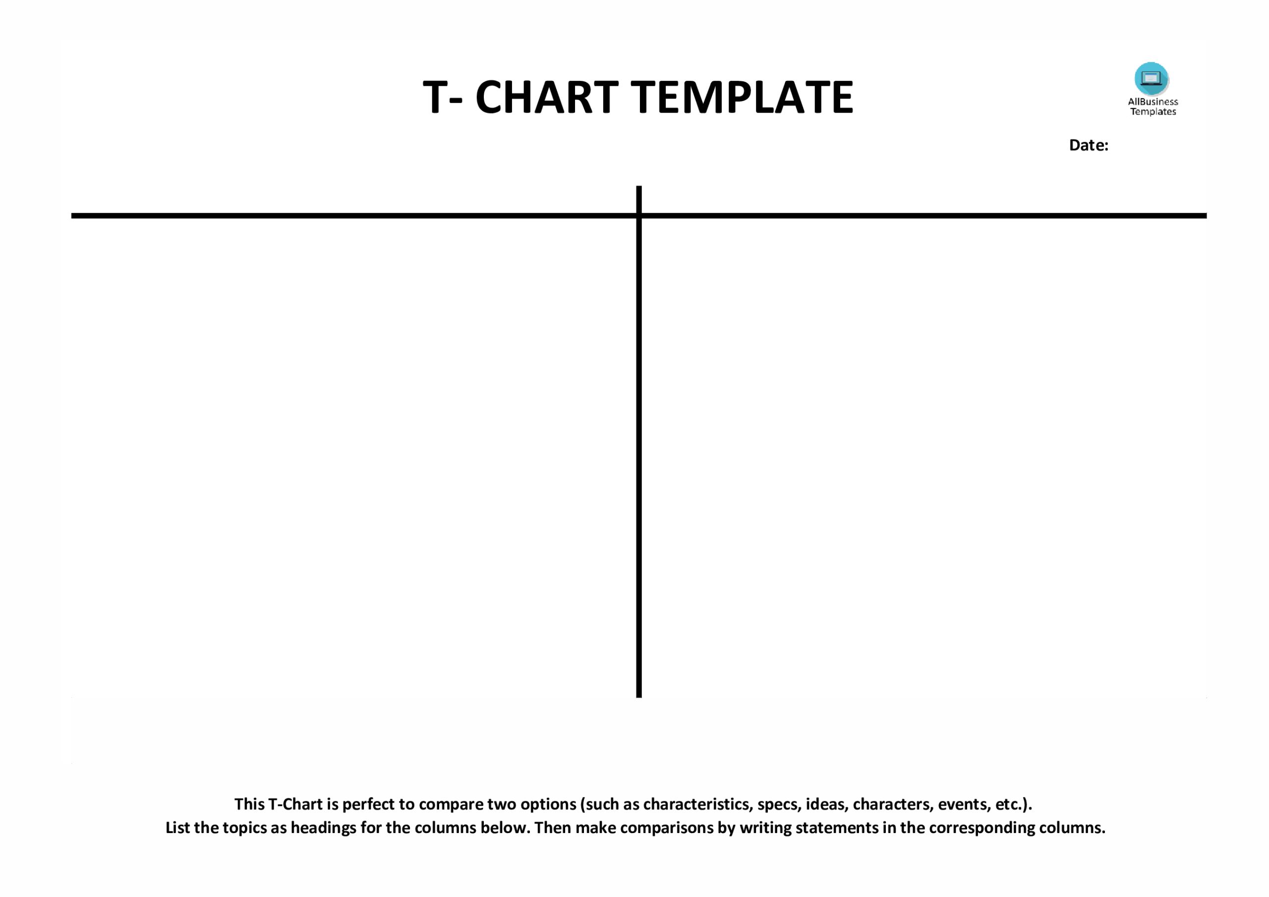 Blank T Chart