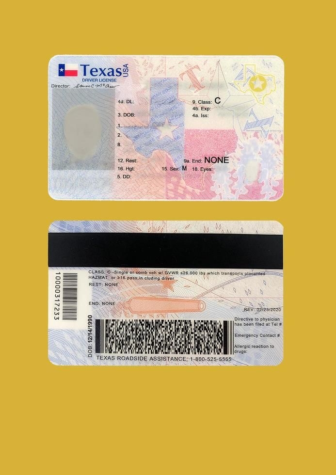 Blank Texas Driver License Template Editable Passport Template Id