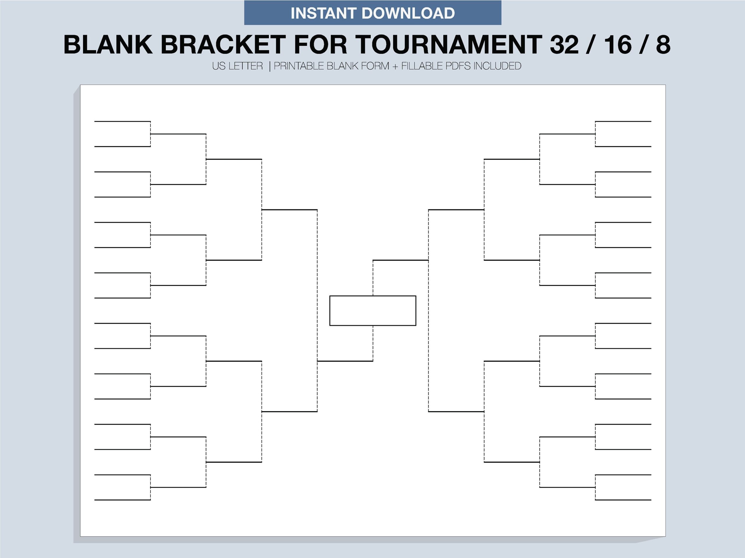 Blank Tournament Bracket Printable Fillable PDF Single