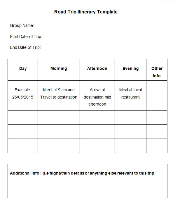 Blank Trip Itinerary Template Best Creative Template Ideas