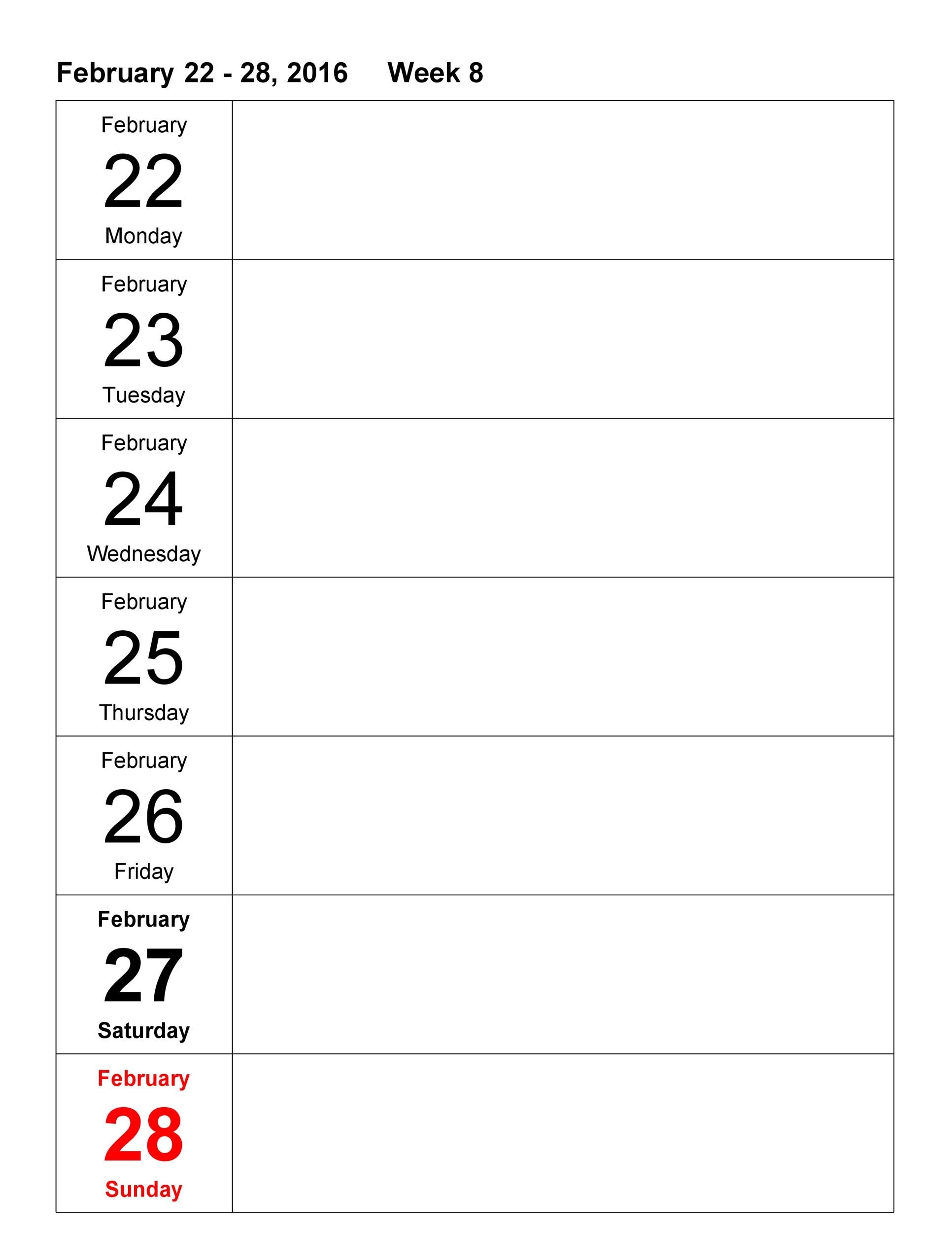 Blank Weekly Calendar Template 2025 Yara Graham