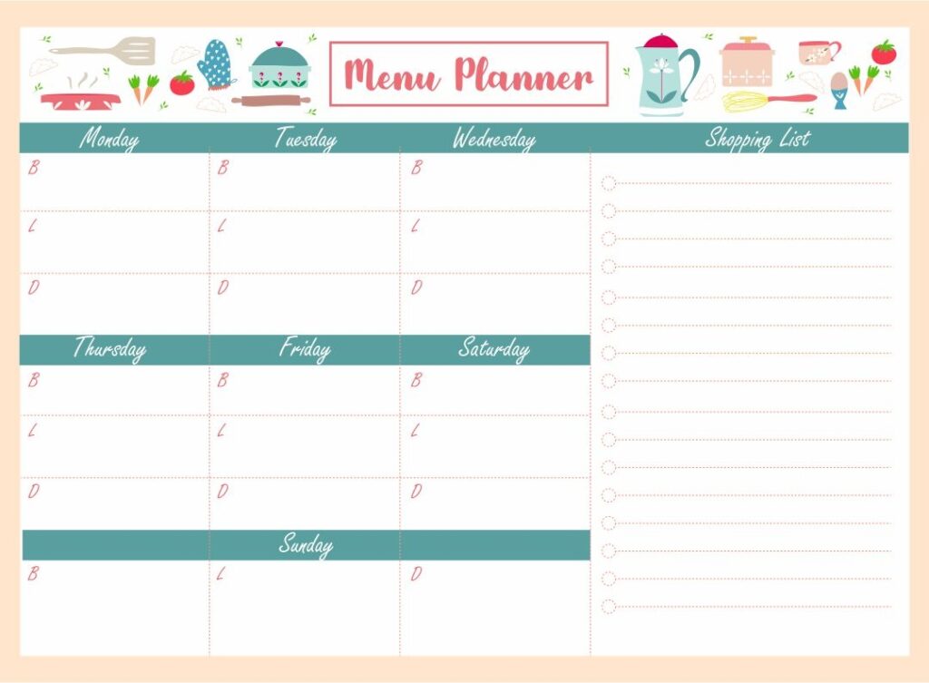 Blank Weekly Menu Templates 10 Free PDF Printables Printablee