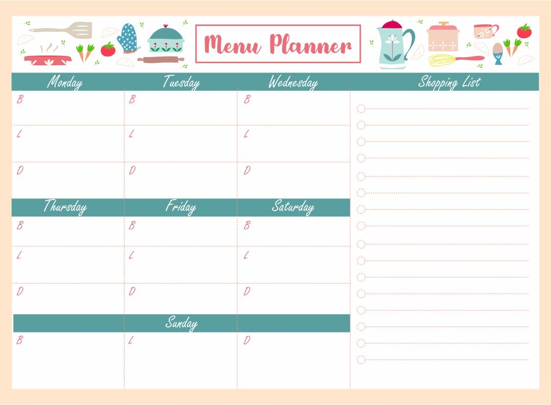 Blank Weekly Menu Templates 10 Free PDF Printables Printablee