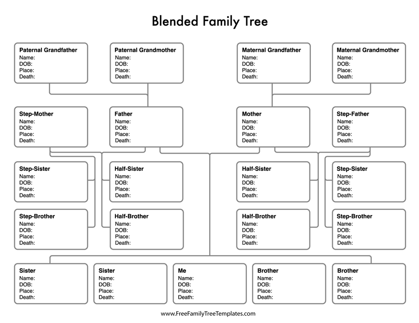 Blended Family Tree Template Free Family Tree Templates