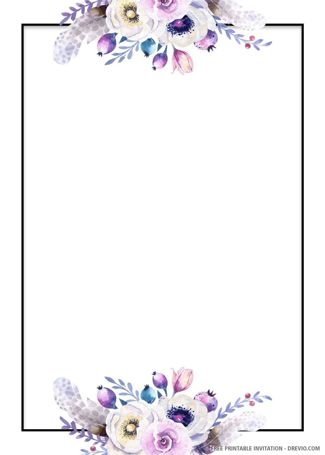 Blue Floral Wedding Invitation Template